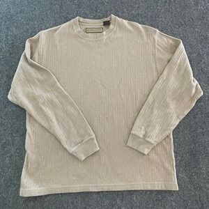 Naturalife Mens Long Sleeve T Shirt Beige Cotton Crew Neck Pullover Sweater Med